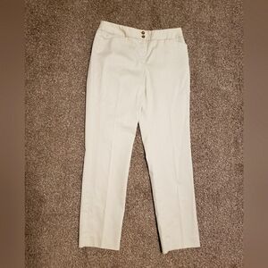 Jones New York Signature - Size 10 Stretch EasyCare Straight Pants Cream/Beige